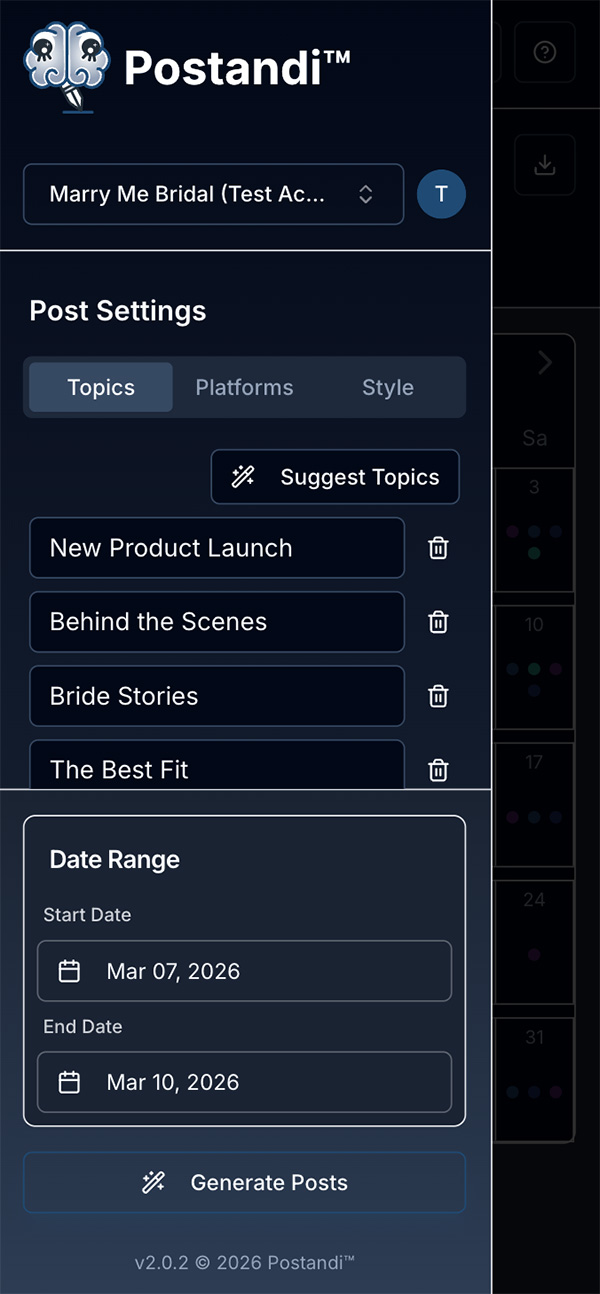 Mobile Post Generator - Dark Mode